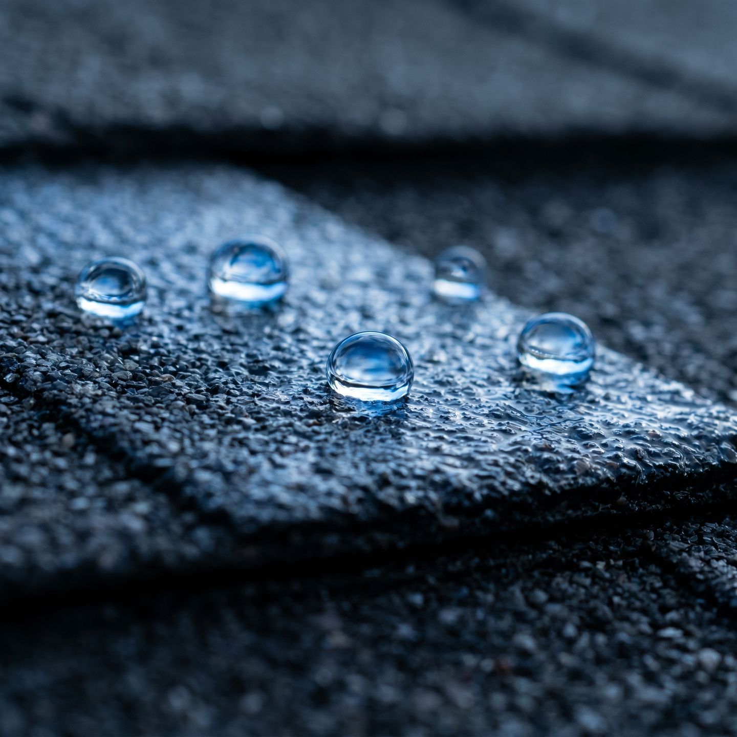 Water beading on a nano-coated roof shingle